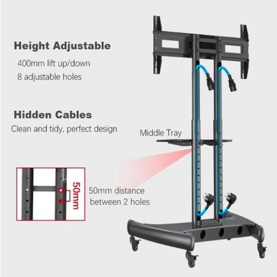 Whiteboard Floor Stand TV Mobile Cart SPCC Audio Visual Display ROHS