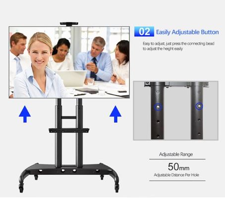 Whiteboard Floor Stand TV Mobile Cart SPCC Audio Visual Display ROHS