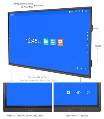 Portable LCD Smart Interactive Whiteboard Touch Screen 4K With 8MP Camera